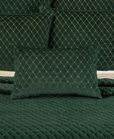 J Queen New York Grandeur Quilted Decorative Pillow, 14" X 21" In Evergreen