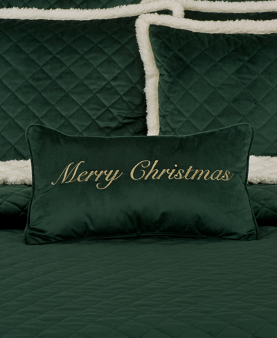 J Queen New York Merry Christmas Embellished Decorative Pillow, 11" X 20" In Evergreen