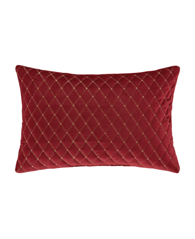 J Queen New York Grandeur Quilted Decorative Pillow, 14" X 21" In Crimson