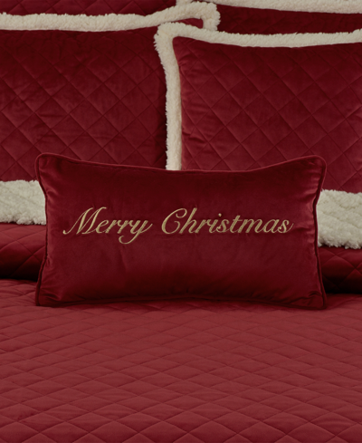 J Queen New York Merry Christmas Embellished Decorative Pillow, 11" X 20" In Crimson