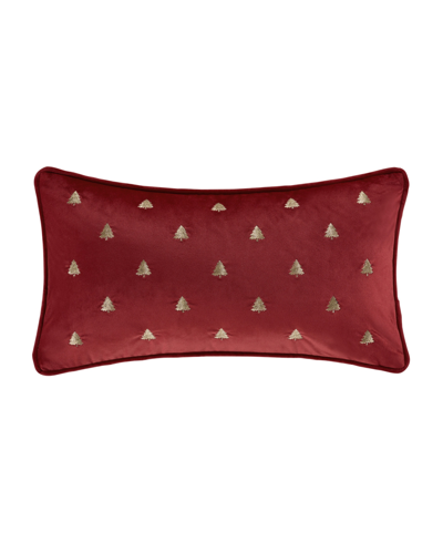 J Queen New York Christmas Tree Embellished Decorative Pillow, 11" X 20" In Crimson