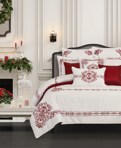 J Queen New York Home For The Holidays 3-pc. Duvet Cover Set, Full/queen In Crimson