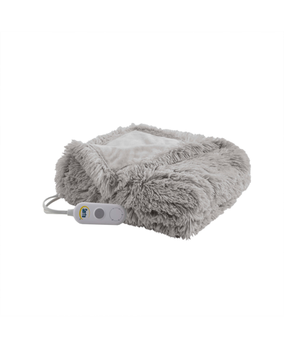Serta Shaggy Electric Faux-fur Throw, 50" X 60" In Gray