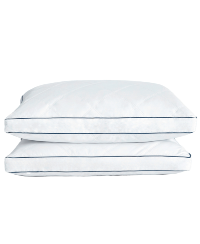 Unikome Quilted Feather And Down Gusseted King 2 Piece Bed Pillows Set In White
