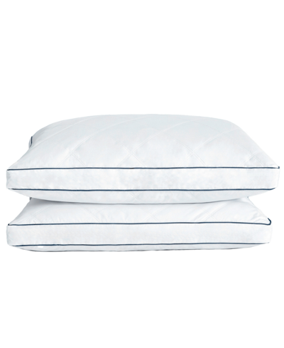 Unikome Quilted Feather And Down Gusseted Standard 2 Piece Bed Pillows Set In White