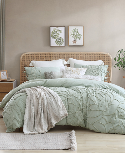 PERI HOME CHENILLE ROSE GREEN 3 PIECE COMFORTER SET, FULL/QUEEN