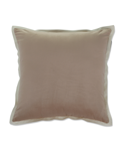 Pillow Perfect Velvet Flange Decorative Pillow, 18" X 18" In Natural