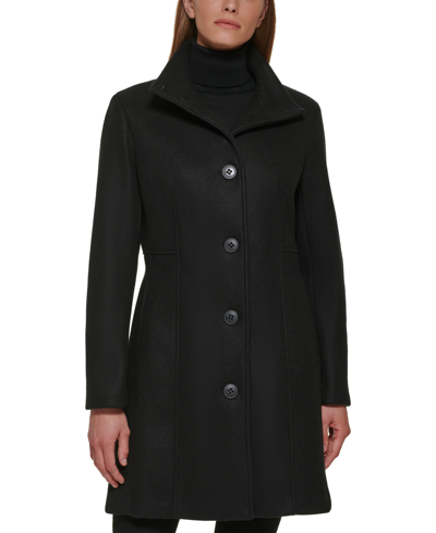 Calvin Klein Womens Petite Walker Coat, Created For Macys In Black