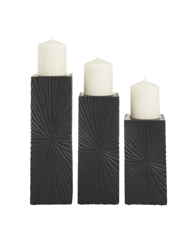 Cosmoliving By Cosmopolitan Mdf Contemporary Candle Holder, Set Of 3 In Black