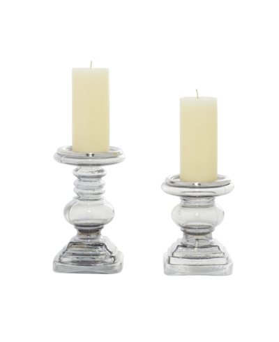 Rosemary Lane Traditional Candle Holders, Set Of 2 In Clear