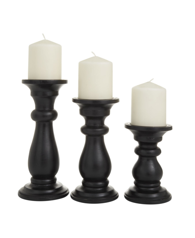 Rosemary Lane Wood French Country Candle Holder, Set Of 3 In Black