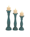 Rosemary Lane Traditional Candle Holders, Set Of 3 In Blue