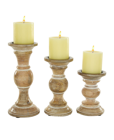 Rosemary Lane Country Cottage Candle Holder, Set Of 3 In Neutral
