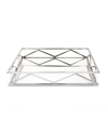 Classic Touch Oblong Mirror Tray In Silver-tone
