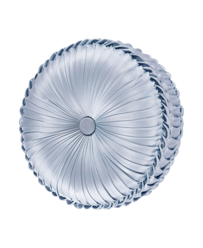 J Queen New York Astoria Tufted Decorative Pillow, 15" Round In Powder Blue