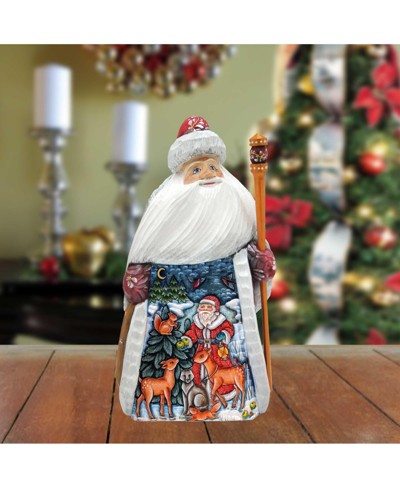 G.debrekht Santa The Animal Whisperer Wood Carved Holiday Figurine In Multi Color