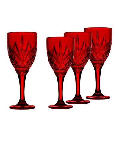 Godinger Dublin Set Of 4 Crystal Goblets In Red