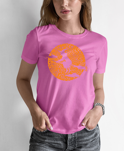 La Pop Art Women's Spooky Witch Word Art T-shirt In Pink