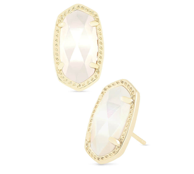 Kendra Scott Stone Stud Earrings In Gold Ivory Mother Of Pearl
