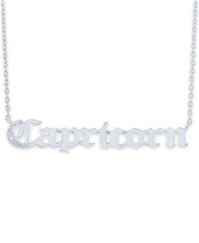 Macy's Diamond Accent Zodiac Name 18" Pendant Necklace In Sterling Silver Or 14k Gold-plated Sterling Silve In Capricorn Sterling Silver