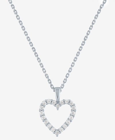 Forever Grown Diamonds Lab-created Diamond Open Heart 18" Pendant Necklace (1/4 Ct. T.w.) In Sterling Silver