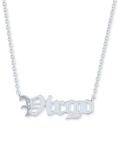 Macy's Diamond Accent Zodiac Name 18" Pendant Necklace In Sterling Silver Or 14k Gold-plated Sterling Silve In Virgo Sterling Silver