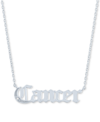 Macy's Diamond Accent Zodiac Name 18" Pendant Necklace In Sterling Silver Or 14k Gold-plated Sterling Silve In Cancer Sterling Silver