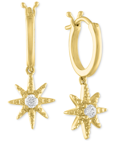 Forever Grown Diamonds Lab-created Diamond North Star Dangle Hoop Earrings (1/10 Ct. T.w.) In 10k Gold In Yellow Gold