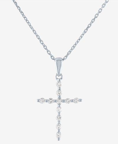 Forever Grown Diamonds Lab-created Diamond Cross 18" Pendant Necklace (1/4 Ct. T.w.) In Sterling Silver