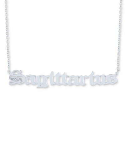 Macy's Diamond Accent Zodiac Name 18" Pendant Necklace In Sterling Silver Or 14k Gold-plated Sterling Silve In Sagittarius Sterling Silver