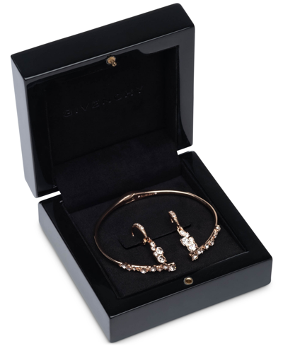Givenchy Silver-tone 2-pc. Set Stone Scatter Cluster Cuff Bangle Bracelet & Matching Drop Earrings In Pink