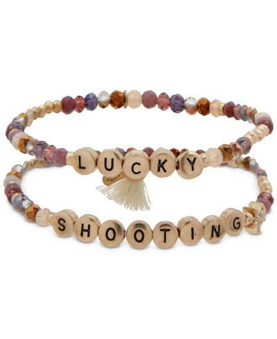 Lonna & Lilly Gold-tone 2-pc. Set Lucky & Shooting Star Beaded Stretch Bracelets In Wine