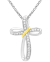 MARSALA DIAMOND CROSS 18" PENDANT NECKLACE (1/4 CT. T.W.) IN STERLING SILVER & 14K GOLD-PLATE