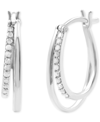 Marsala Diamond & Polished Double Oval Hoop Earrings (1/4 Ct. T.w.) In Sterling Silver In Sterling Silver