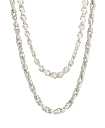 Sterling Forever Amedea Layered Necklace In Grey