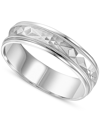 MACY'S MEN'S SWISS-CUT DESIGN COMFORT FIT WEDDING BAND IN 14K WHITE GOLD