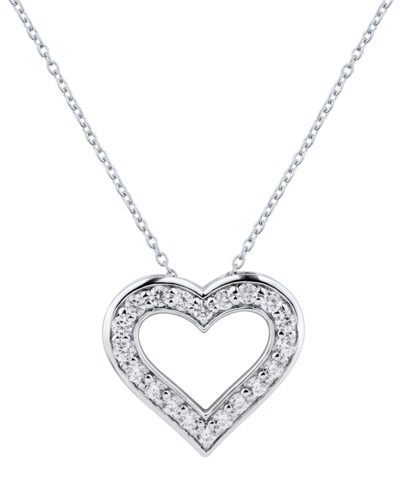 Forever Grown Diamonds Lab-created Diamond Open Heart Pendant Necklace (1/3 Ct. T.w.) In Sterling Silver, 16" + 2" Extender