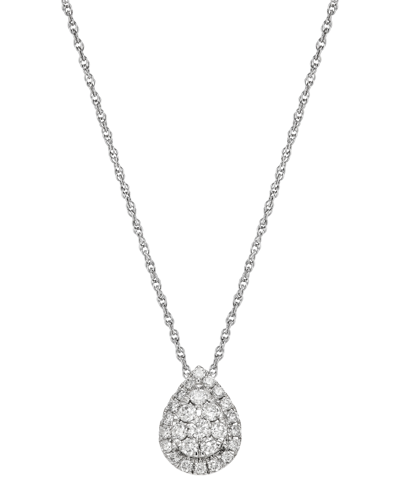 Forever Grown Diamonds Lab-created Diamond Teardrop Halo Cluster Pendant Necklace (3/8 Ct. T.w.) In Sterling Silver, 16" +