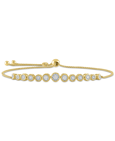 Forever Grown Diamonds Lab-created Diamond Graduated Bolo Bracelet (1/5 Ct. T.w.) In 14k Gold-plated Sterling Silver