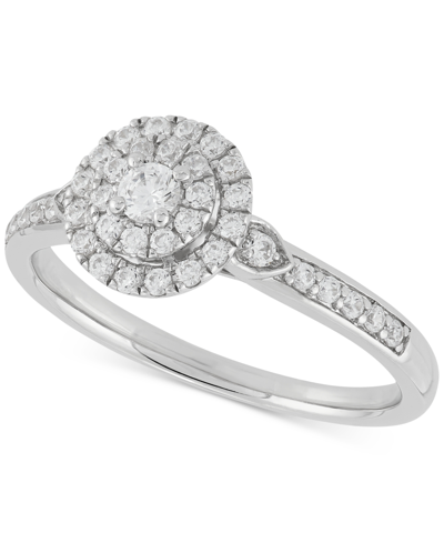 Forever Grown Diamonds Lab-created Diamond Halo Cluster Ring (3/8 Ct. T.w.) In Sterling Silver