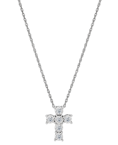 Forever Grown Diamonds Lab-created Diamond Cross Pendant Necklace (1/3 Ct. T.w.) In Sterling Silver, 16" + 2" Extender