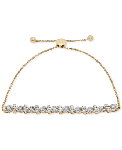 Wrapped In Love Diamond Swirl Cluster Bolo Bracelet (1 Ct. T.w.) In 14k Gold, Created For Macy's In Yellow Gold