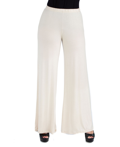 24seven Comfort Apparel Womens Comfortable Solid Color Maternity Palazzo Pants In Nude