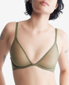 Calvin Klein Women's Sheer Marquisette Unlined Plunge Bra Qf6727 In Napa