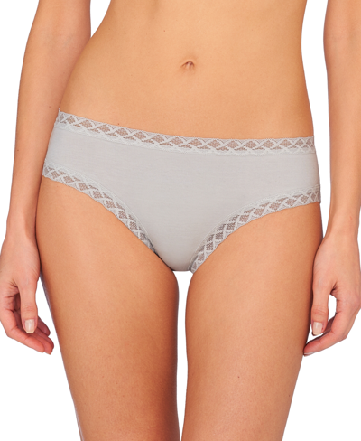 Natori Bliss Lace-trim Cotton French-cut Brief Underwear 152058 In Linen