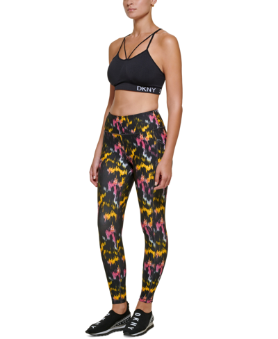 Dkny Sport Printed High-waist 7/8 Leggings In Currant Light Trace