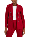 Anne Klein Womens Three Button Business Double-breasted Blazer In Titian Red