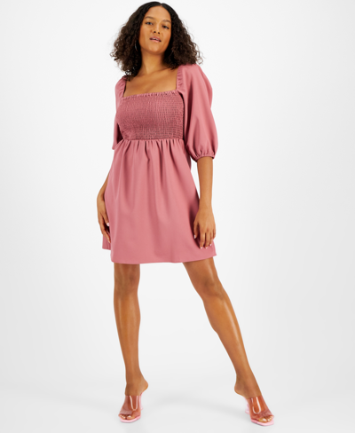 Bar Iii Women's Smocked Off-the-shoulder Dress, Created For Macy's In Rose Dawn