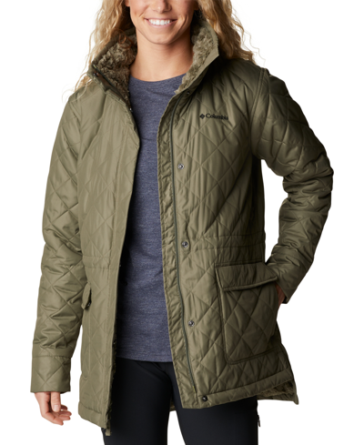 Columbia Women's Copper Crest Novelty Quilted Puffer Coat In Stone Green
