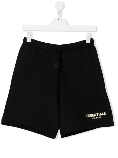 Essentials Kids' Logo-print Casual Shorts In Black